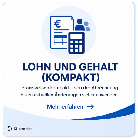 Information über Lohn und Gehalt mit Symbolen für Geld und Berechnung.